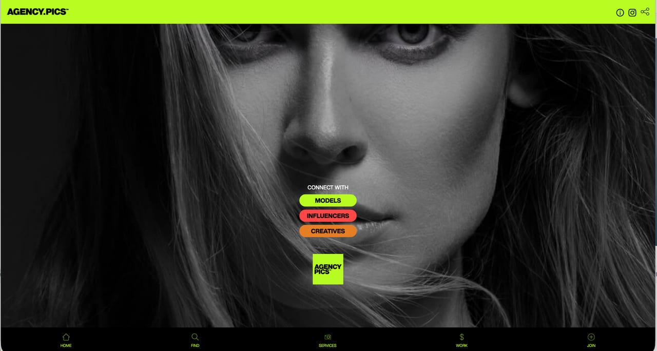 Captura del sitio web de Agency.pics