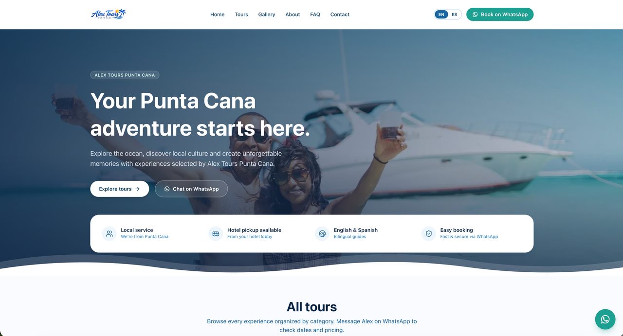 Sitio web de Alex Tour Punta Cana