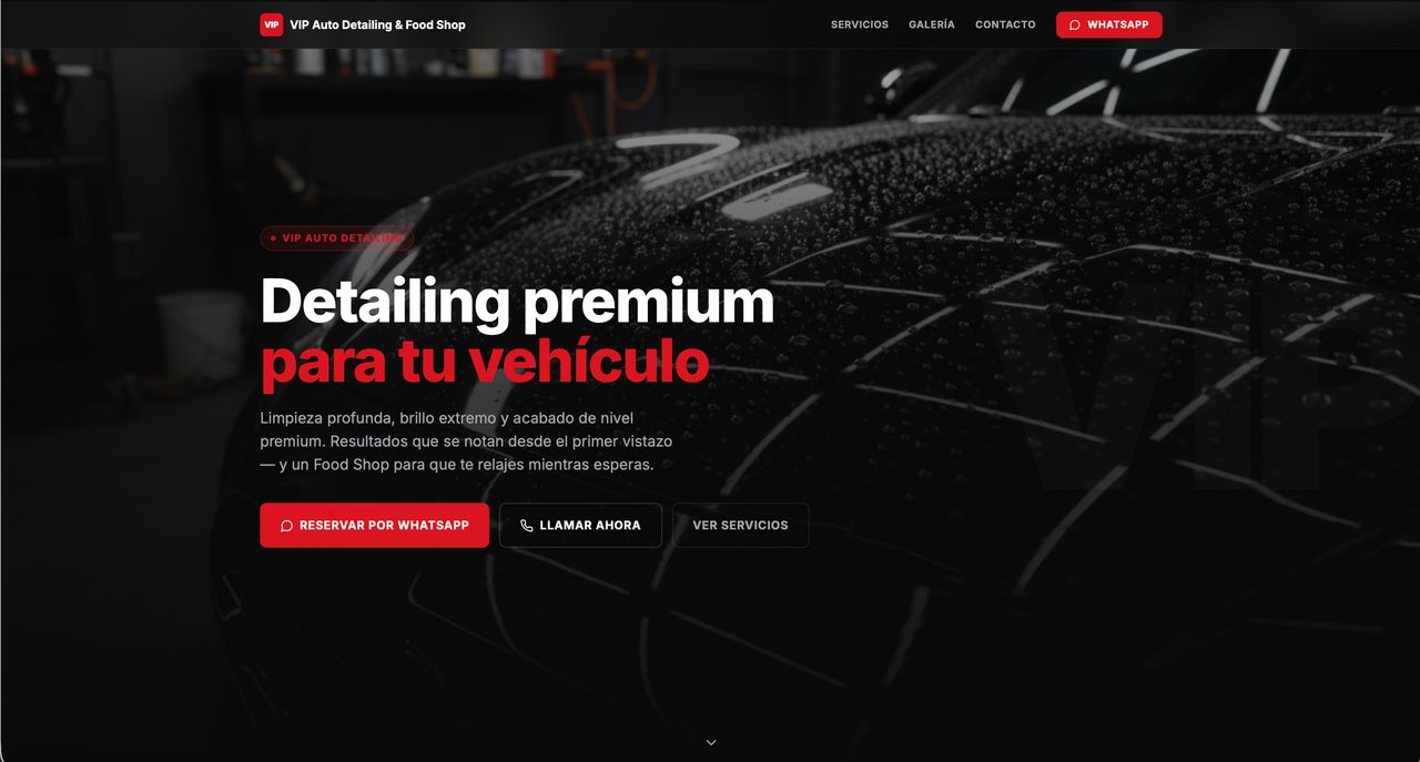 Sitio web de VIP Auto Detailing