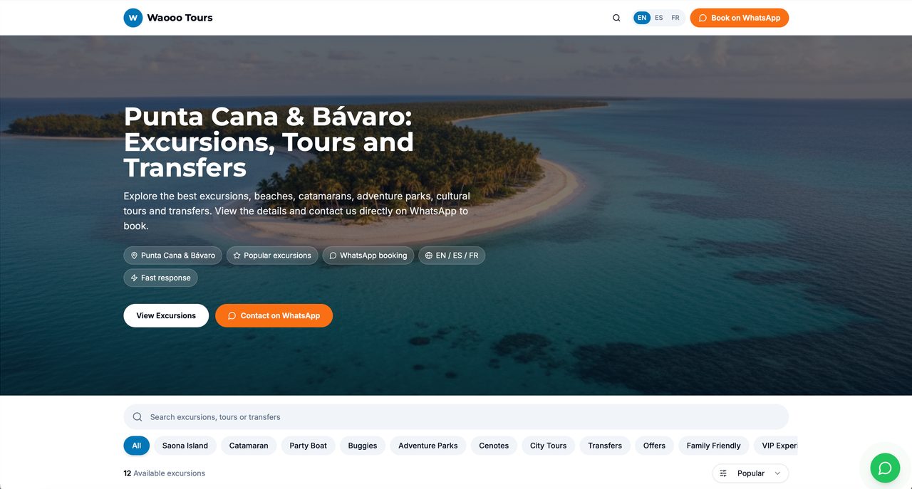 Sitio web de WAOOO Punta Cana